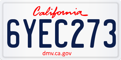 CA license plate 6YEC273