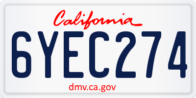 CA license plate 6YEC274