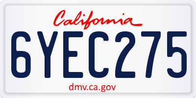 CA license plate 6YEC275