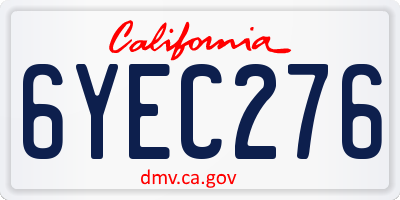 CA license plate 6YEC276