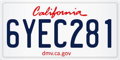 CA license plate 6YEC281