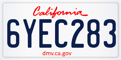 CA license plate 6YEC283