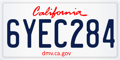 CA license plate 6YEC284