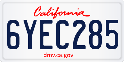 CA license plate 6YEC285