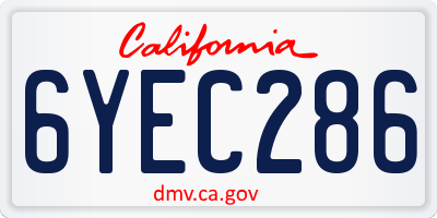 CA license plate 6YEC286