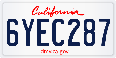 CA license plate 6YEC287