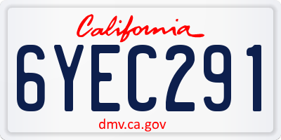 CA license plate 6YEC291