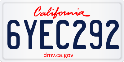 CA license plate 6YEC292