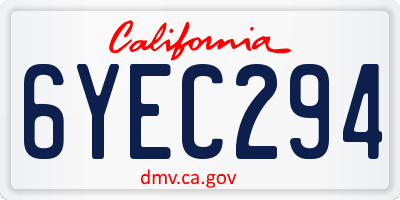 CA license plate 6YEC294