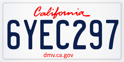 CA license plate 6YEC297