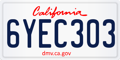 CA license plate 6YEC303