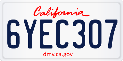 CA license plate 6YEC307