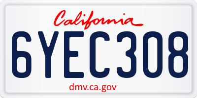 CA license plate 6YEC308