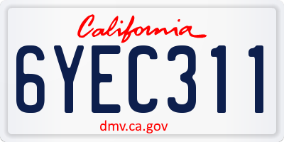 CA license plate 6YEC311