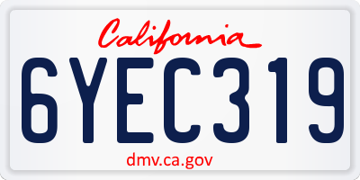 CA license plate 6YEC319