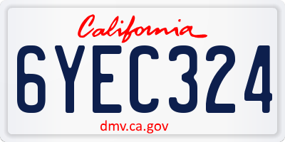 CA license plate 6YEC324