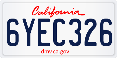 CA license plate 6YEC326