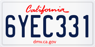 CA license plate 6YEC331