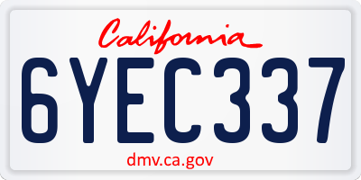 CA license plate 6YEC337