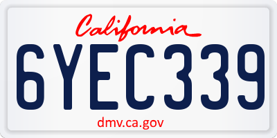 CA license plate 6YEC339