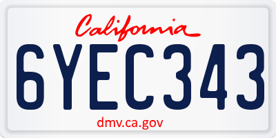 CA license plate 6YEC343