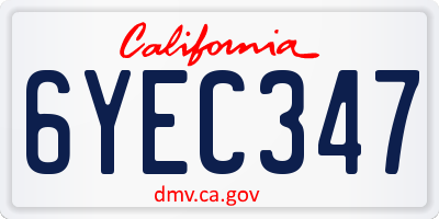 CA license plate 6YEC347