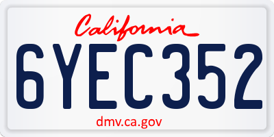 CA license plate 6YEC352