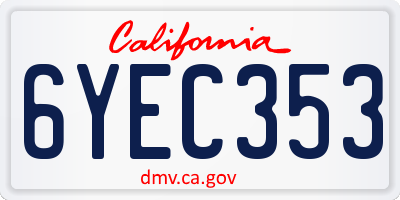 CA license plate 6YEC353
