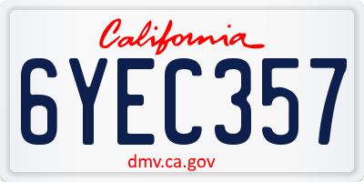 CA license plate 6YEC357