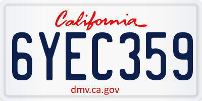 CA license plate 6YEC359
