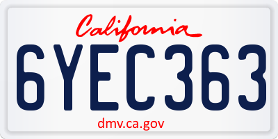 CA license plate 6YEC363