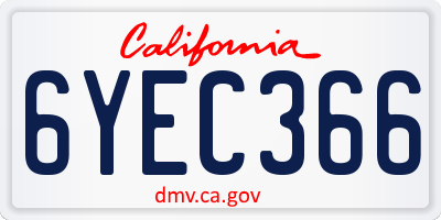 CA license plate 6YEC366