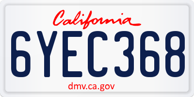 CA license plate 6YEC368