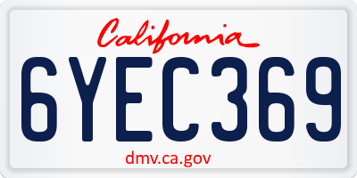 CA license plate 6YEC369