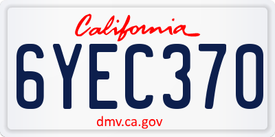 CA license plate 6YEC370