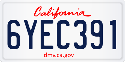 CA license plate 6YEC391