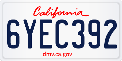 CA license plate 6YEC392