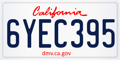 CA license plate 6YEC395