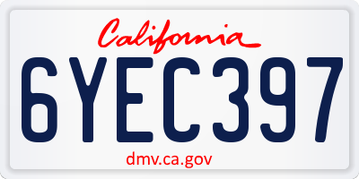CA license plate 6YEC397