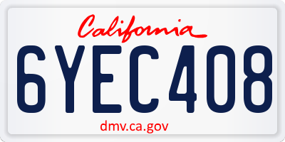 CA license plate 6YEC408