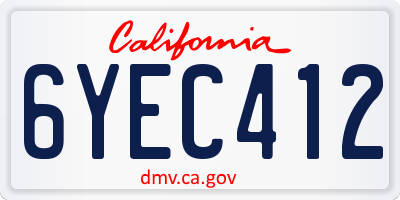 CA license plate 6YEC412