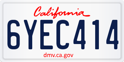 CA license plate 6YEC414
