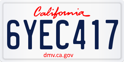 CA license plate 6YEC417