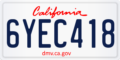 CA license plate 6YEC418