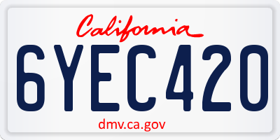 CA license plate 6YEC420