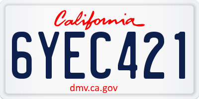 CA license plate 6YEC421