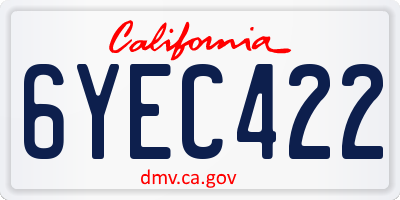 CA license plate 6YEC422