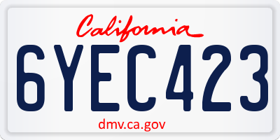 CA license plate 6YEC423