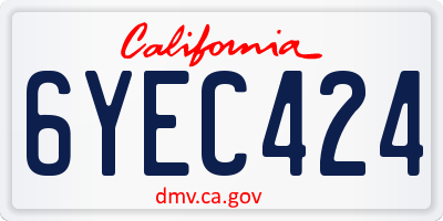 CA license plate 6YEC424
