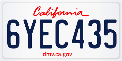 CA license plate 6YEC435